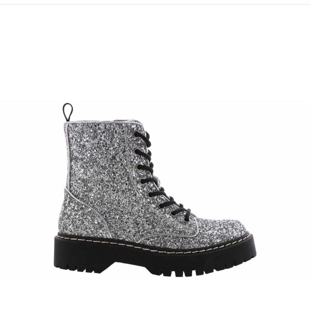 Silver Glitter Women’s CombatBoot